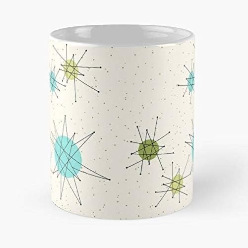 Atomic Starburst Mid Century Modern Mug 11oz Retro Ceramic Coffee Cup Gift