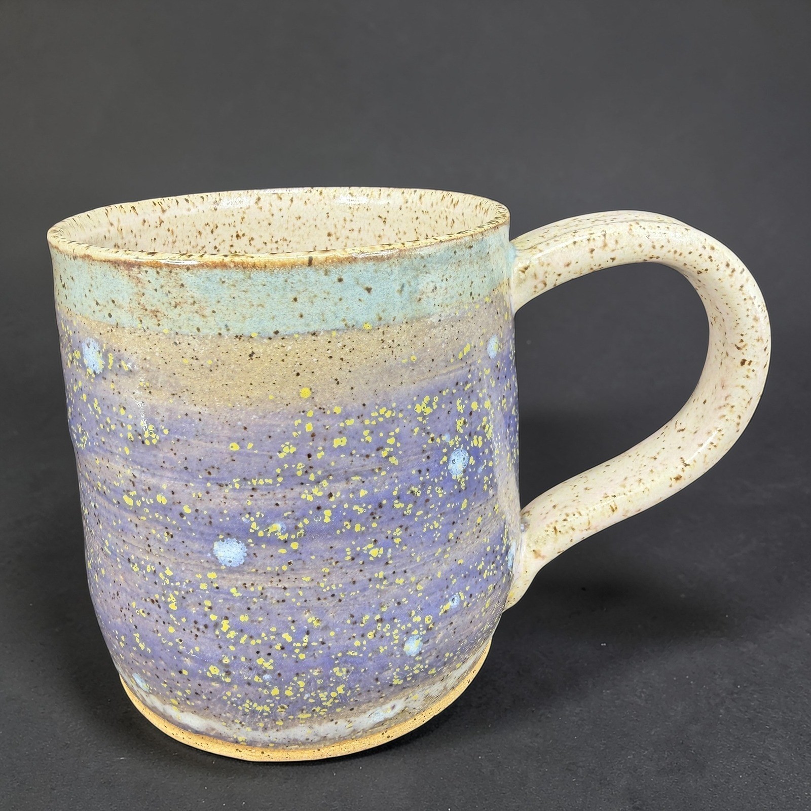 Studio Pottery Galaxy Glaze Mug Purple Blue Speckled Handcrafted Ceramic Cup Mug