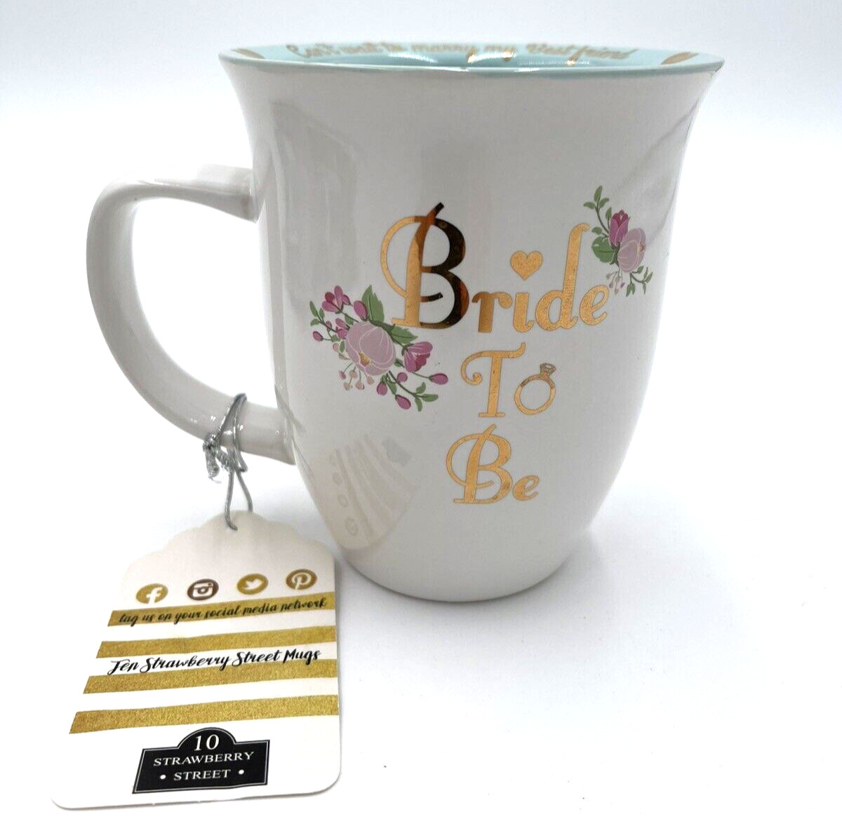 Bride To Be Mug Coffee Cup Aqua Gold Foiling Engagement Wedding Wife Gift