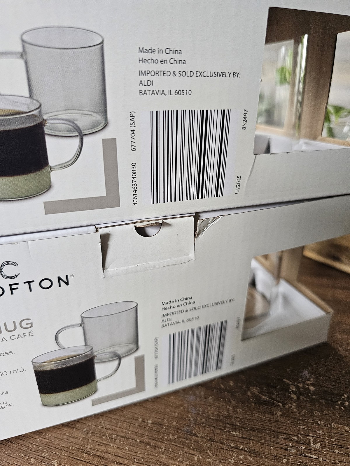 Crofton Glass Coffee Mugs Aldi Borosilicate Glass Gray Set Of 4 NIB 15oz Htf
