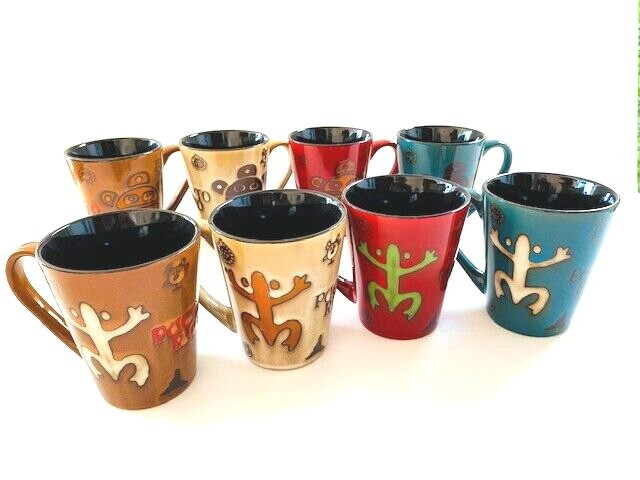 Puerto Rico Coqui Sun Taino Glazed Ceramic Coffee Mugs Cups 14oz Fine Souvenirs