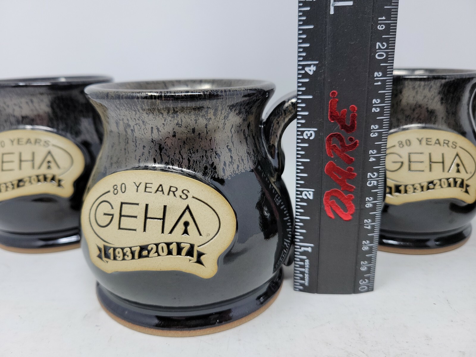 Lot 4 GEHA Government Employees Health Association Coffee Mug Drip Glaze RARE