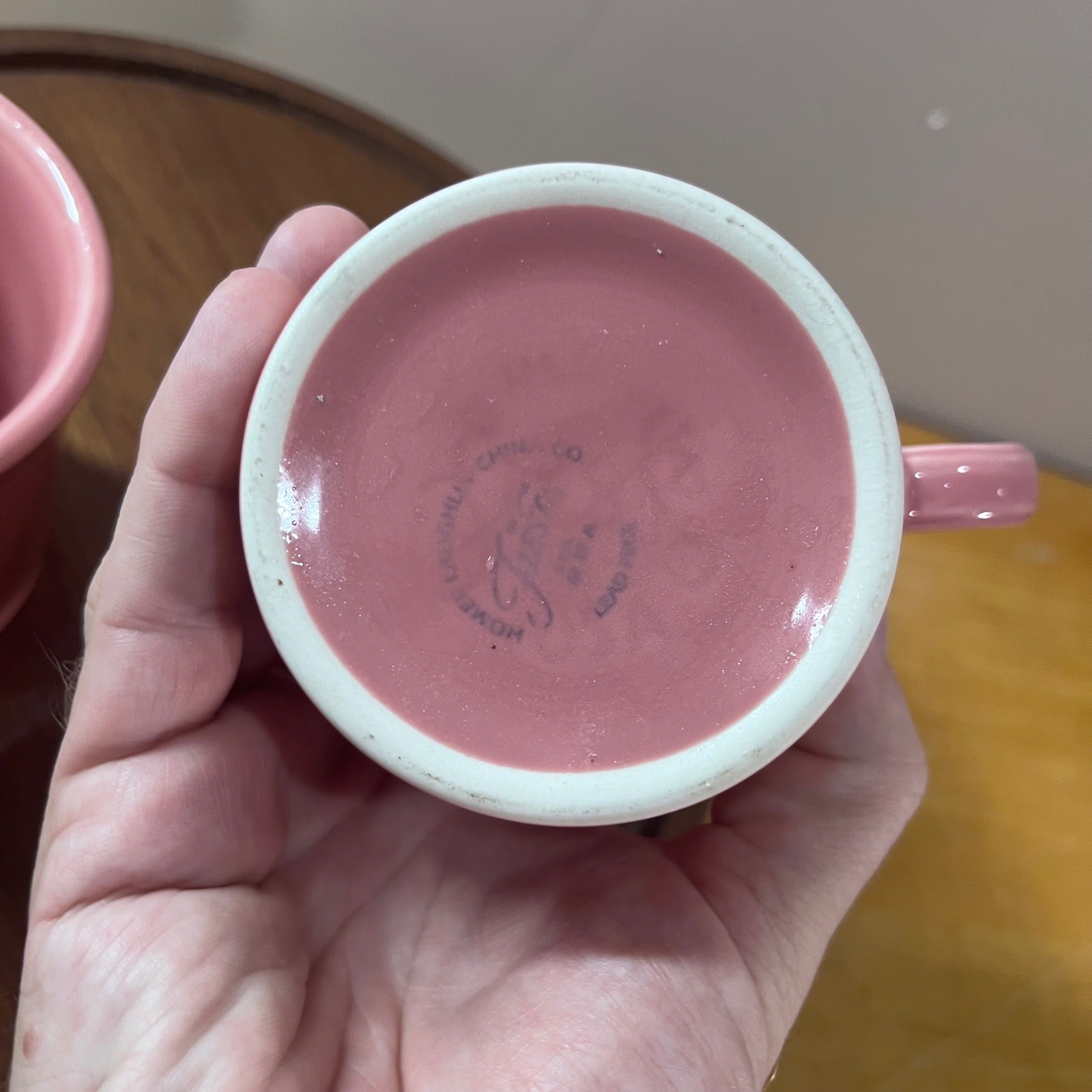 Vtg Fiesta Rose Pink Coffee Mugs Set of 2 Ring Handle Homer Laughlin USA Ceramic