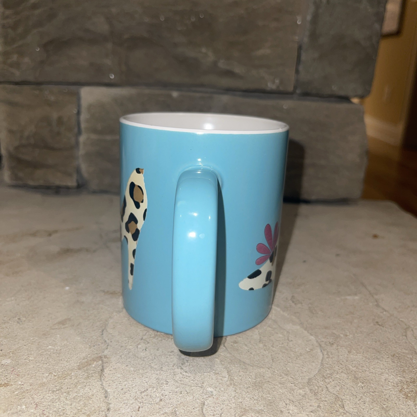 Teal Coffee Tea Mug Cup High Heel Stiletto Shoe Leopard Print