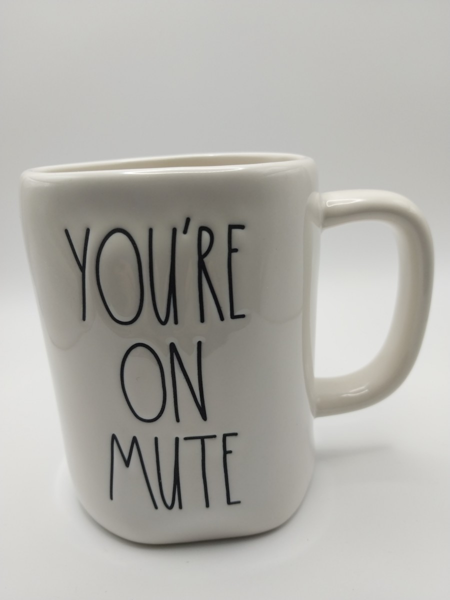 Rae Dunn You’re on Mute Ceramic Coffee Mug White Artisan Dishwasher Safe New