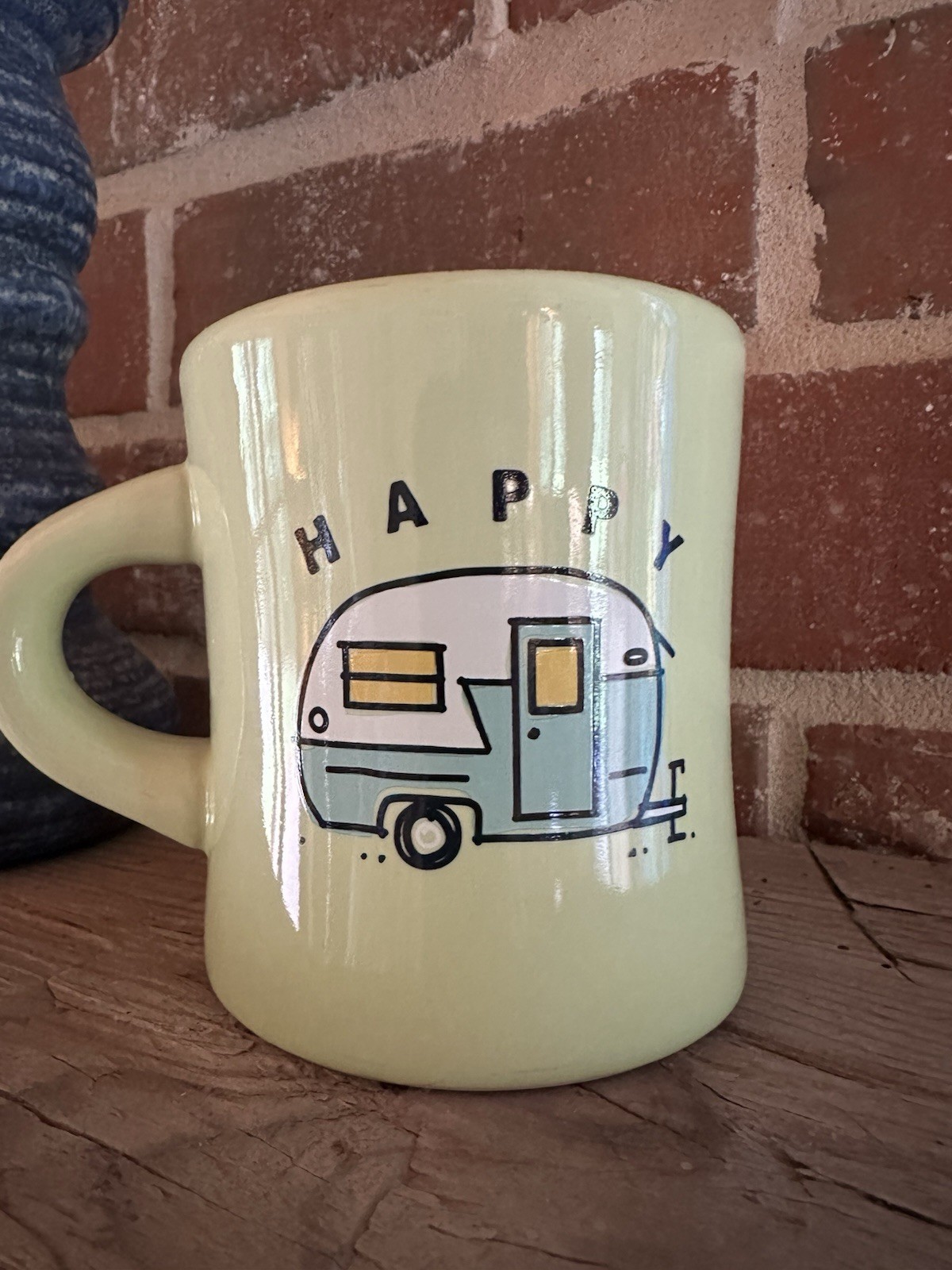 Life Is Good Happy Camper Spring Green Diner Mug 4” Tall Retro Camper Coffee Cup