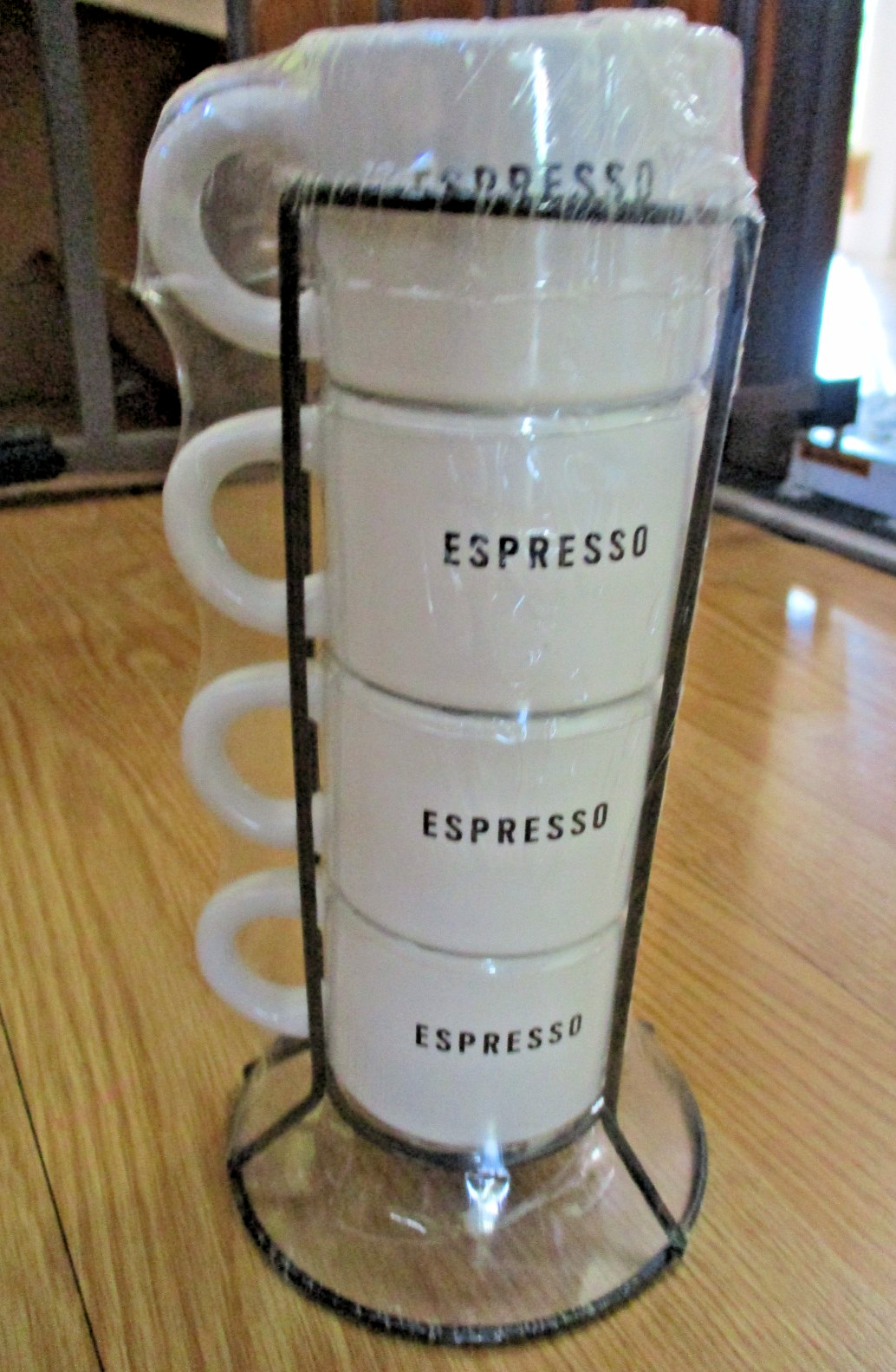 Espresso Coffee Tea Mugs Set of 4 Ceramic Stackable 2 oz Mini Cups Earthenware