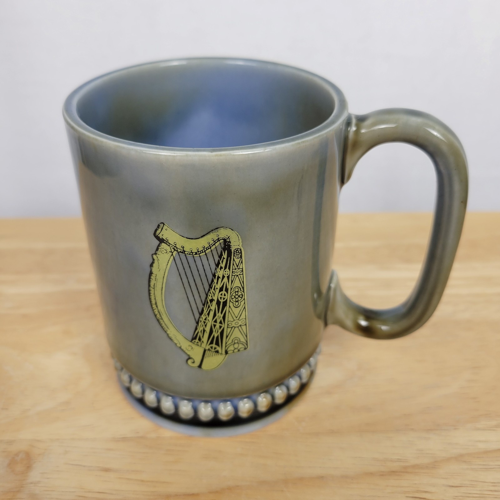 Vintage Jonathan Ffrench Irish Porcelain Harp Mug Wade Style Heather Glaze