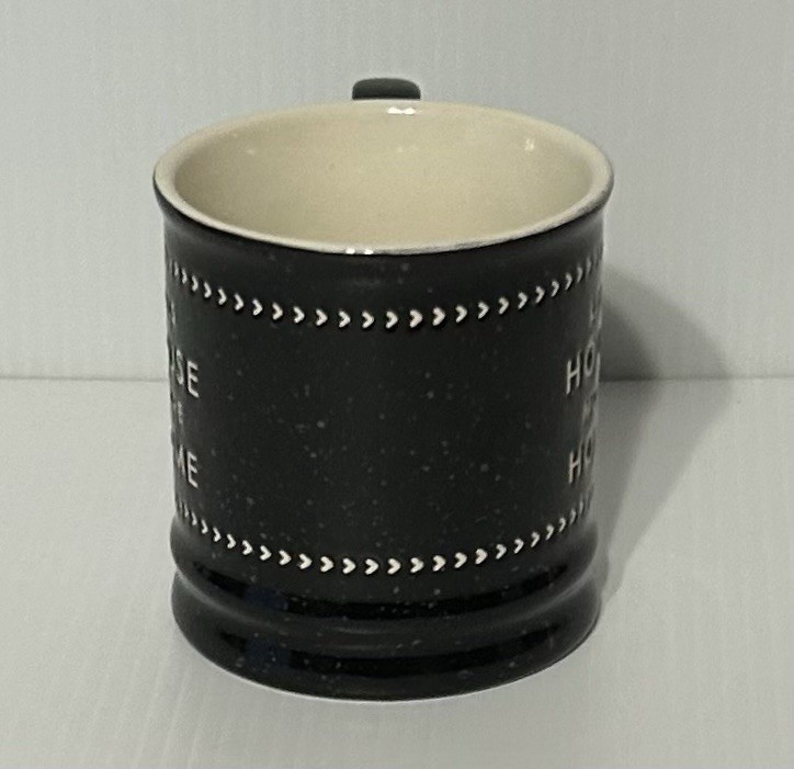 “LESS HOUSE MORE HOME” Black & White Speckled Ceramic Mug 16oz