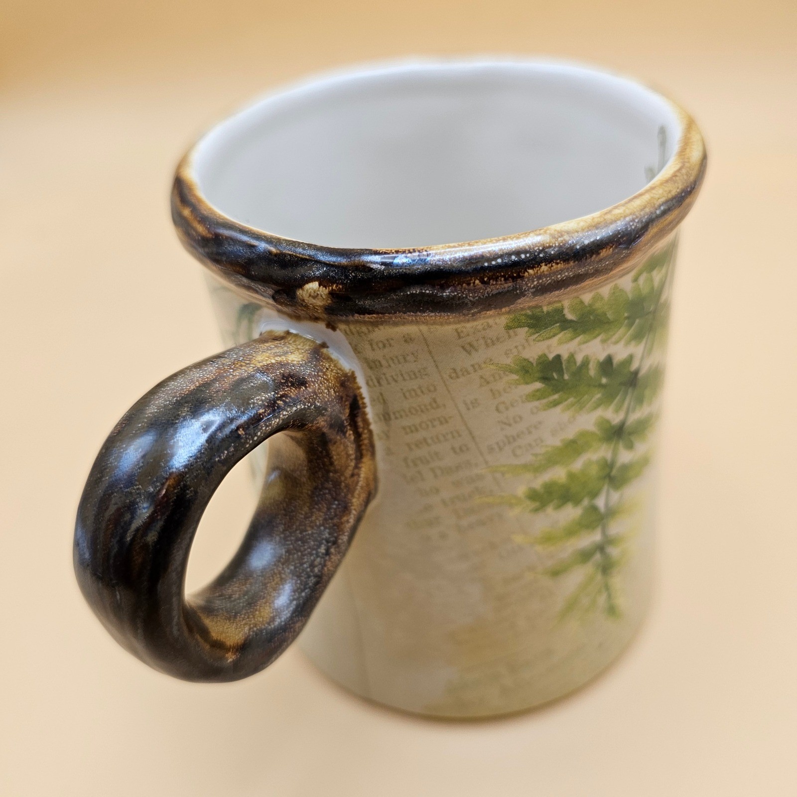 Cracker Barrel Old Country Store Mug Dragonfly Fern Botanical Quote Ceramic