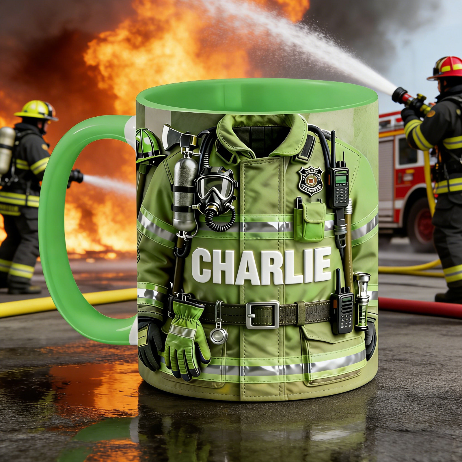 Personalized FireFighter Coffee Mug, Gift For Fireman, Dad, Fathers Day Gifts