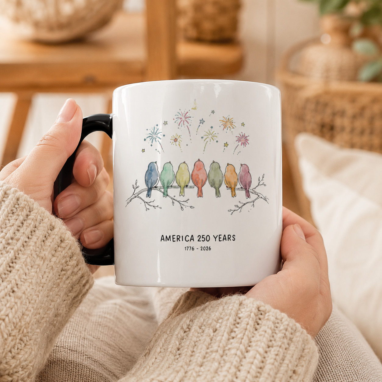 Birds On A Branch Mug America 250 Years Patriotic Bird Lover Cup
