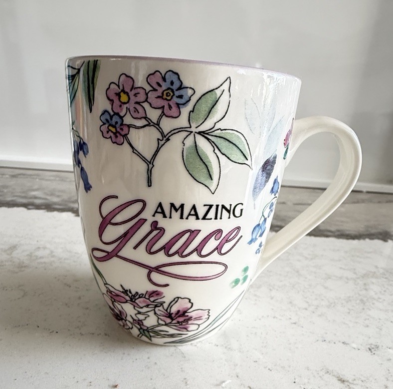 Inspirational Ceramic Coffee & Tea Mug for Women: Amazing Grace, Cute Encouragin