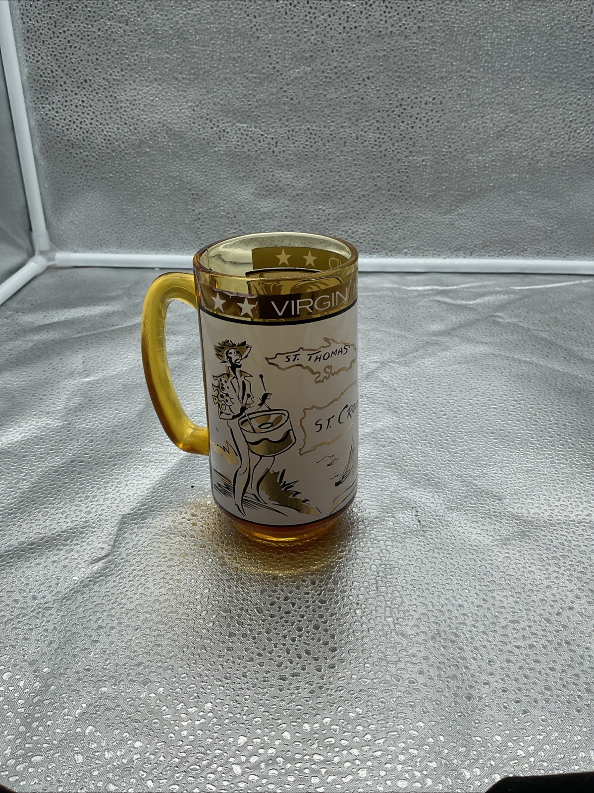 Vintage Amber Glass Virgin Islands Beer Mug