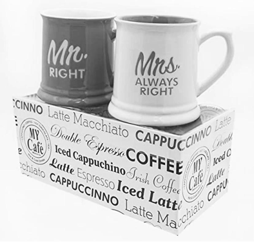 Mr & Mrs Coffee Mugs Set 2 Ceramic Bride Groom Wedding Gifts Couple Anniversary