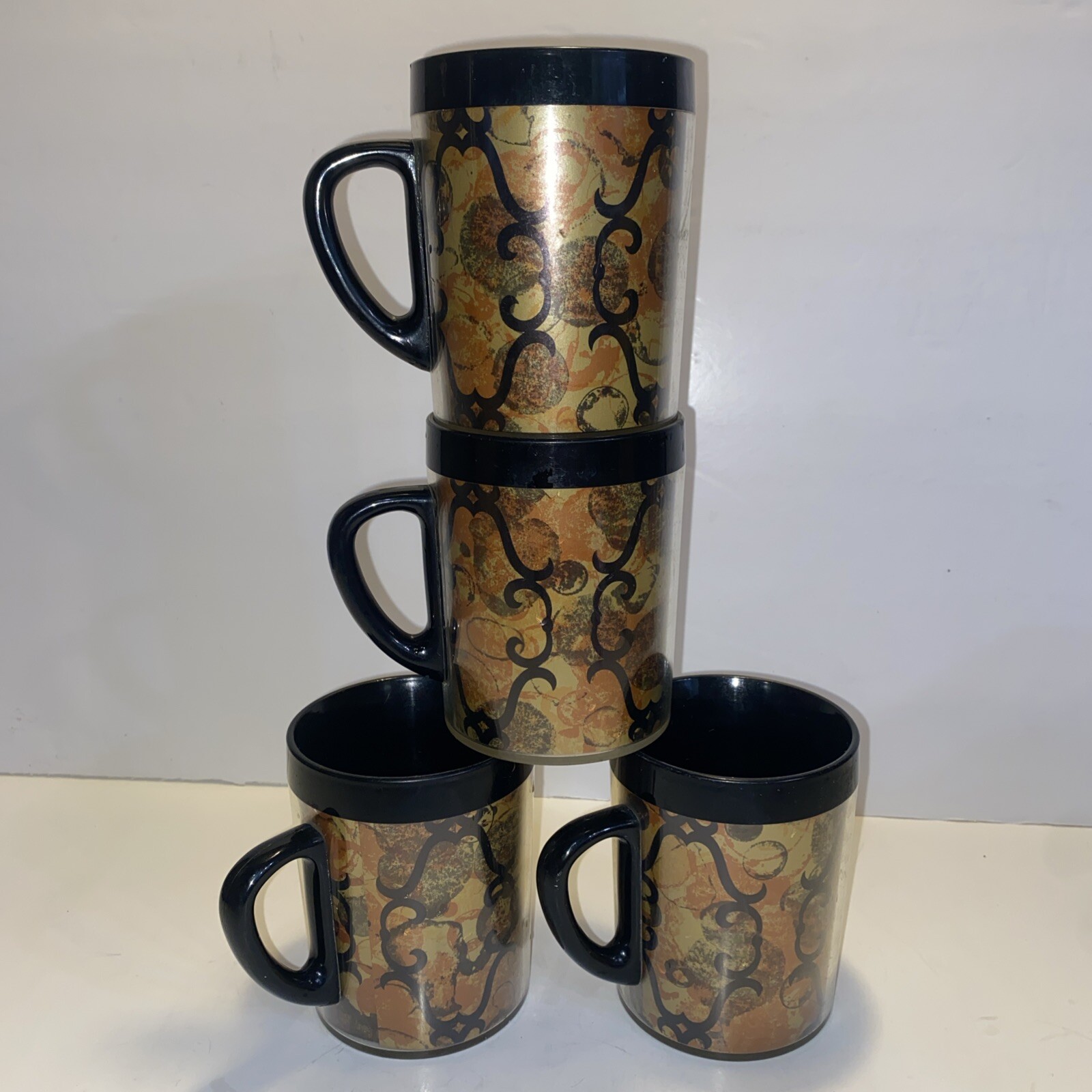 West Bend Thermo 4 Vintage Insulated Mugs Thermo Serv Made In USA 4X 3.25” READ