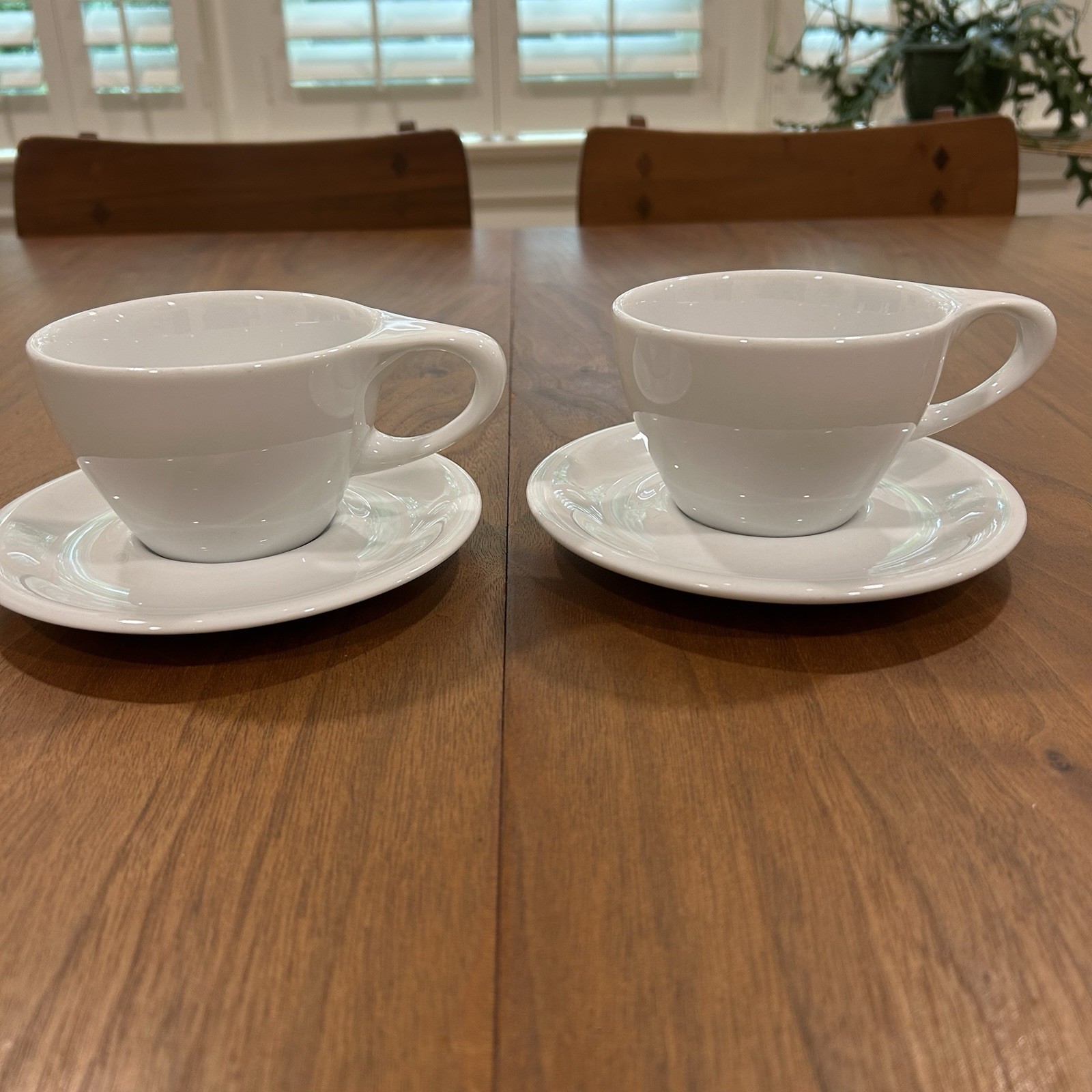 notNeutral Lino 8 oz Small Porcelain Latte Cups with Saucers Set Of 2
