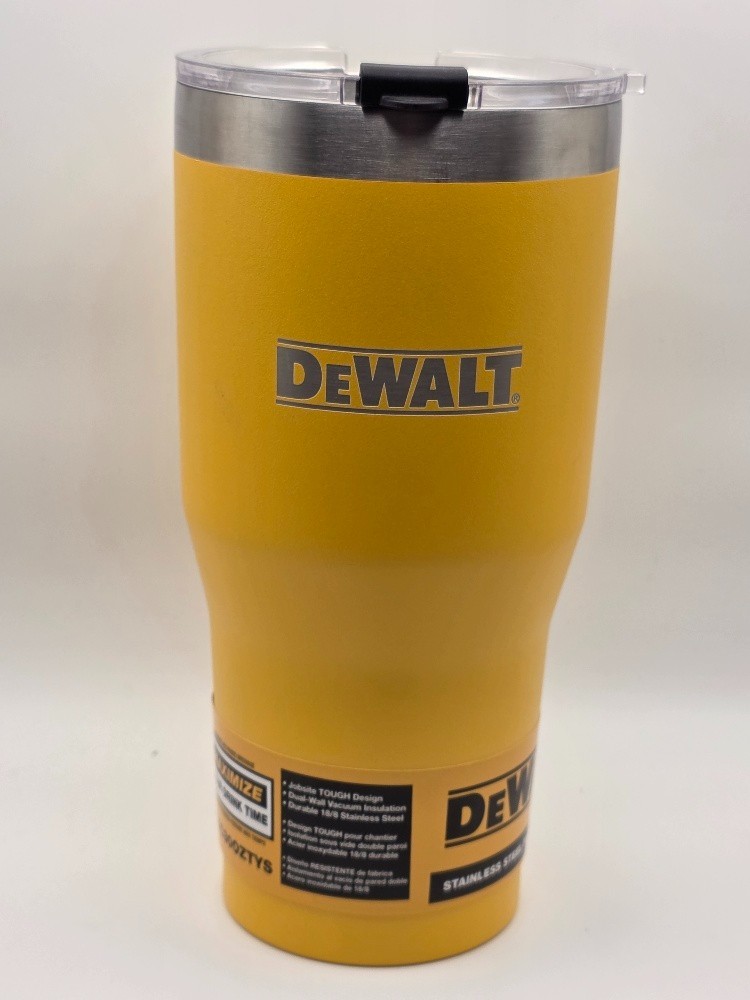 DEWALT 30oz Stainless Steel Tumbler – Yellow w/Lazer Logo. Tough Design. New!!!