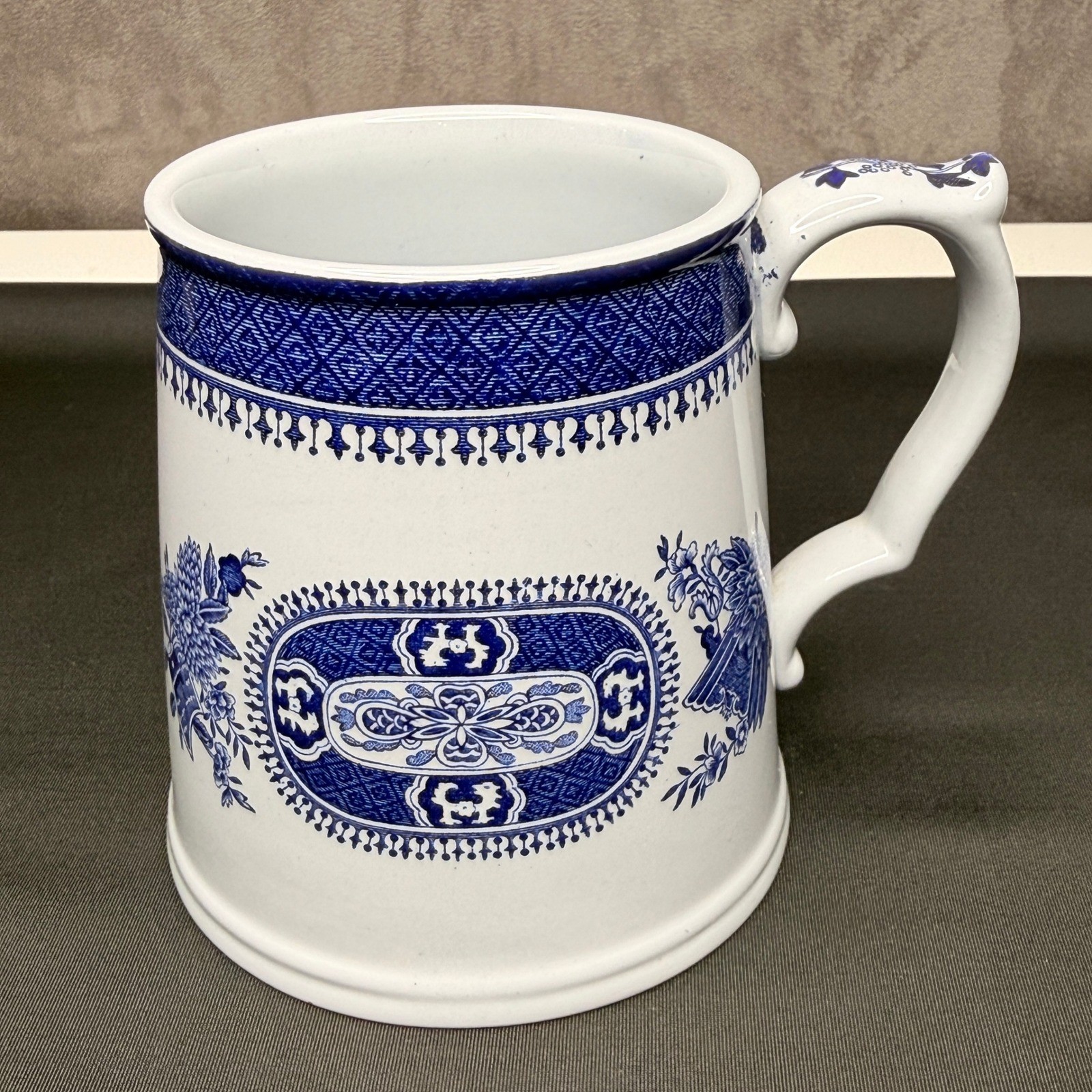 Spode Fitzhugh Blue Tankard Mug Fine Stone England Y2988 Vintage Large