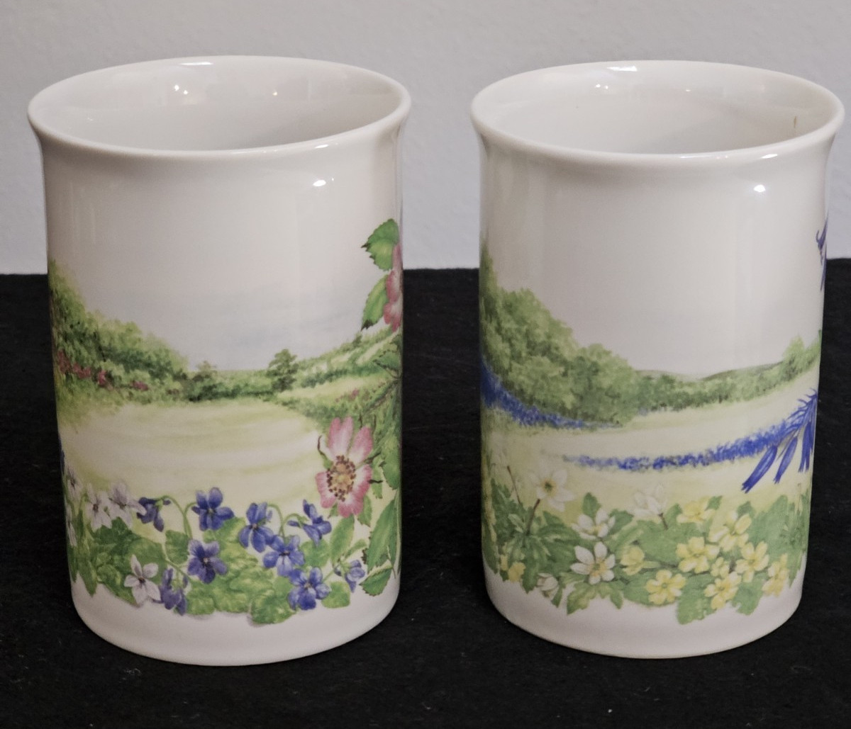 Dunoon Dog Rose & Bluebell Fine Bone China Floral Mugs Set of 2