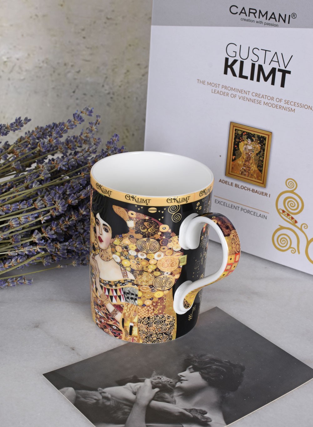 Luxury G. Klimt Adele Art Nouveau Carmani Porcelain Coffee Mug