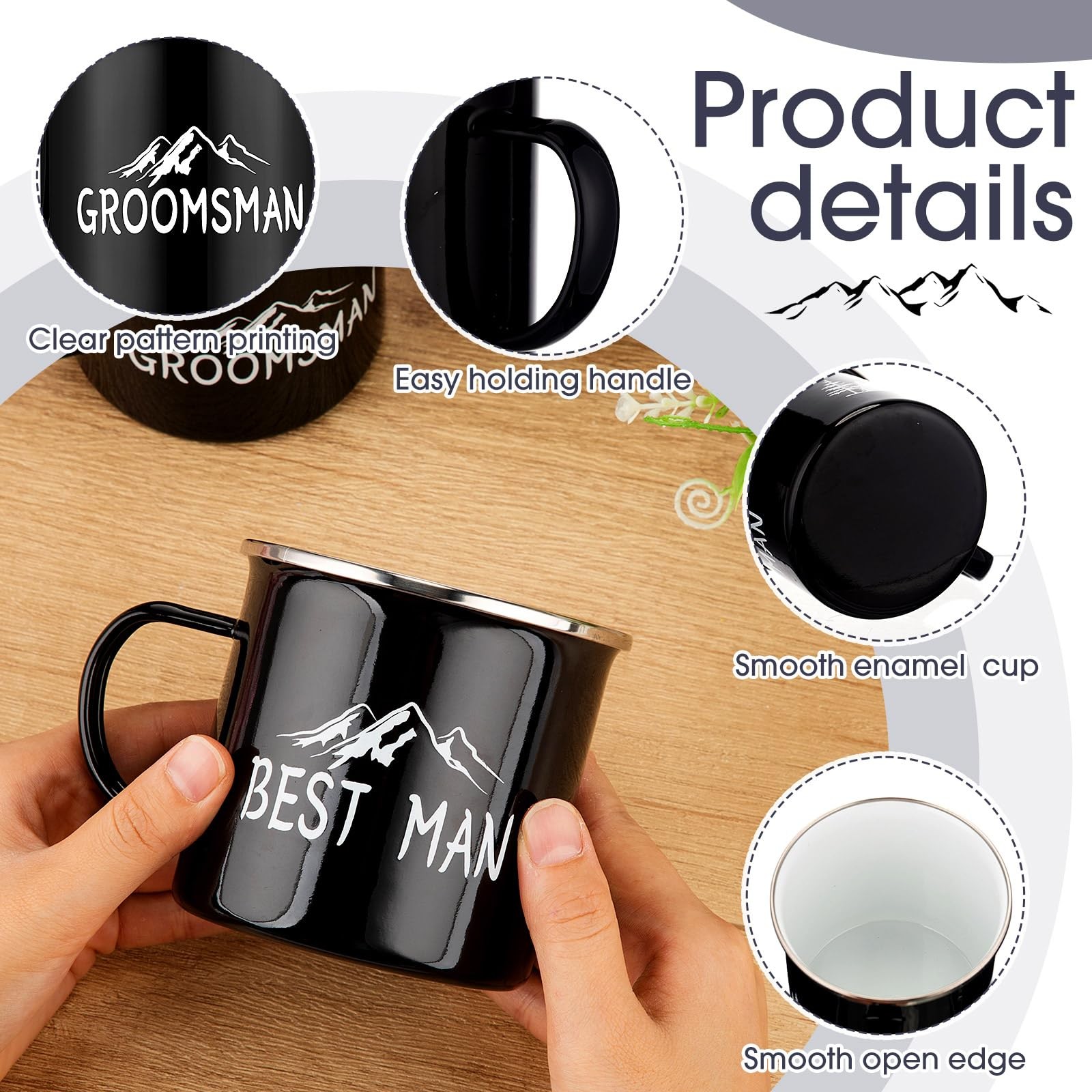 6 Pack Groomsmen Gifts for Wedding 1 Best Man 5 Groomsmen Cups Enamel Camping…