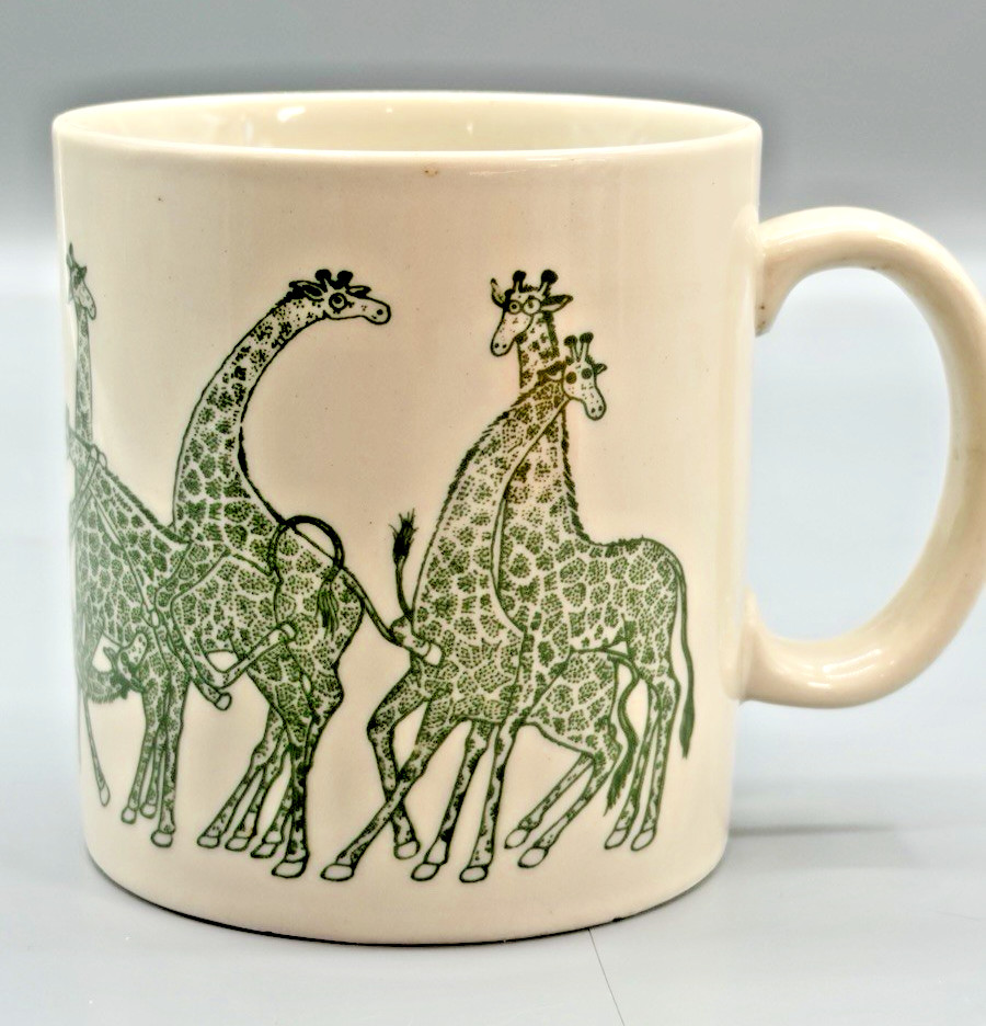 Taylor & Ng Naughty Giraffes 1979 Vintage Coffee Tea Mug Saucy Fun Novelty