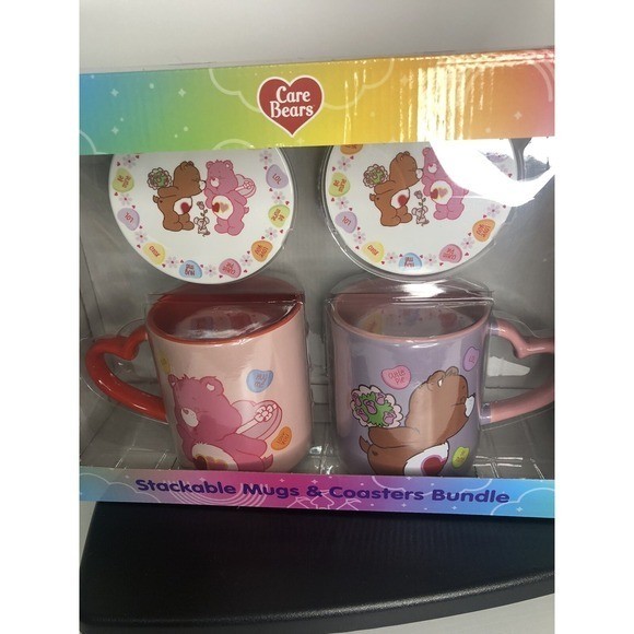 Care Bears Stackable Mug & Coaster Bundle | 2 Mugs & Stackers | New in Box