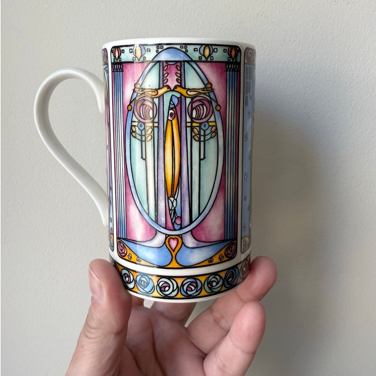Dunoon Art Nouveau Style Stoneware Mug Vintage Charles Rennie Mackintosh Design
