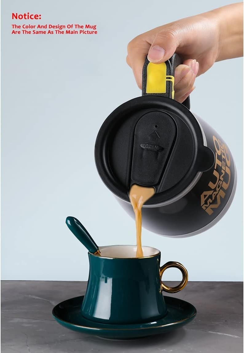 Rechargeable Self Stirring Mug – Magnetic Stainless Steel Cup in Elegant Pink