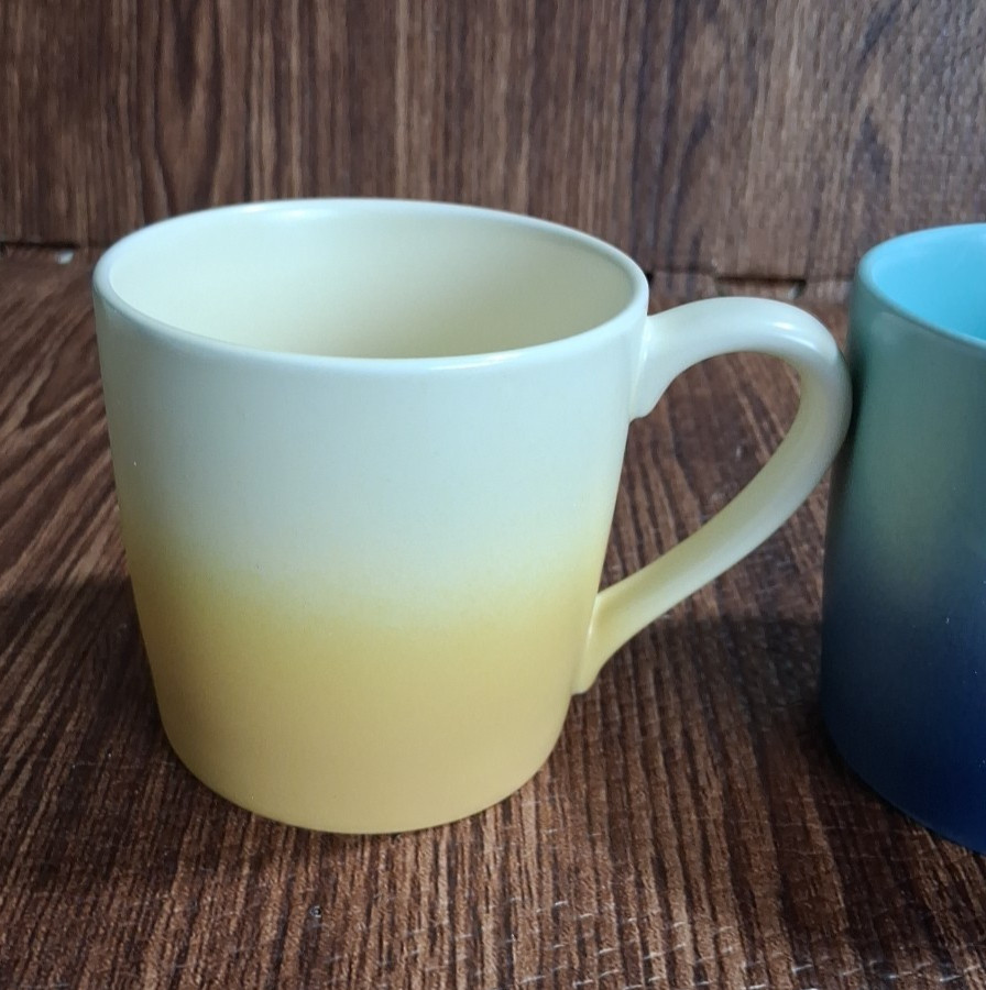The Pioneer Woman Coffee Cup Mugs 2 Color 16 Oz. 3 1/2″ Tall Set Of 2 NIB