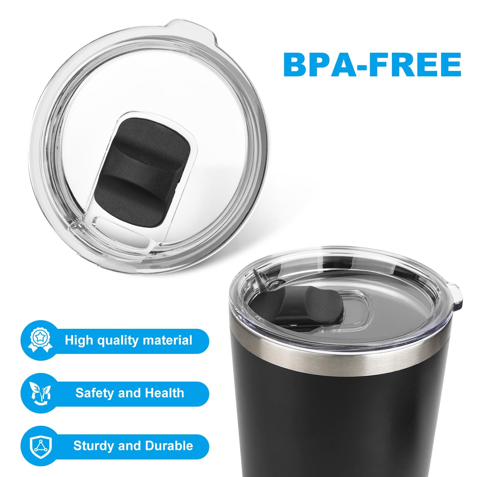 30 oz Tumbler Lid Set Magnetic Sliding Replacements for Yeti Rambler 2 Pcs