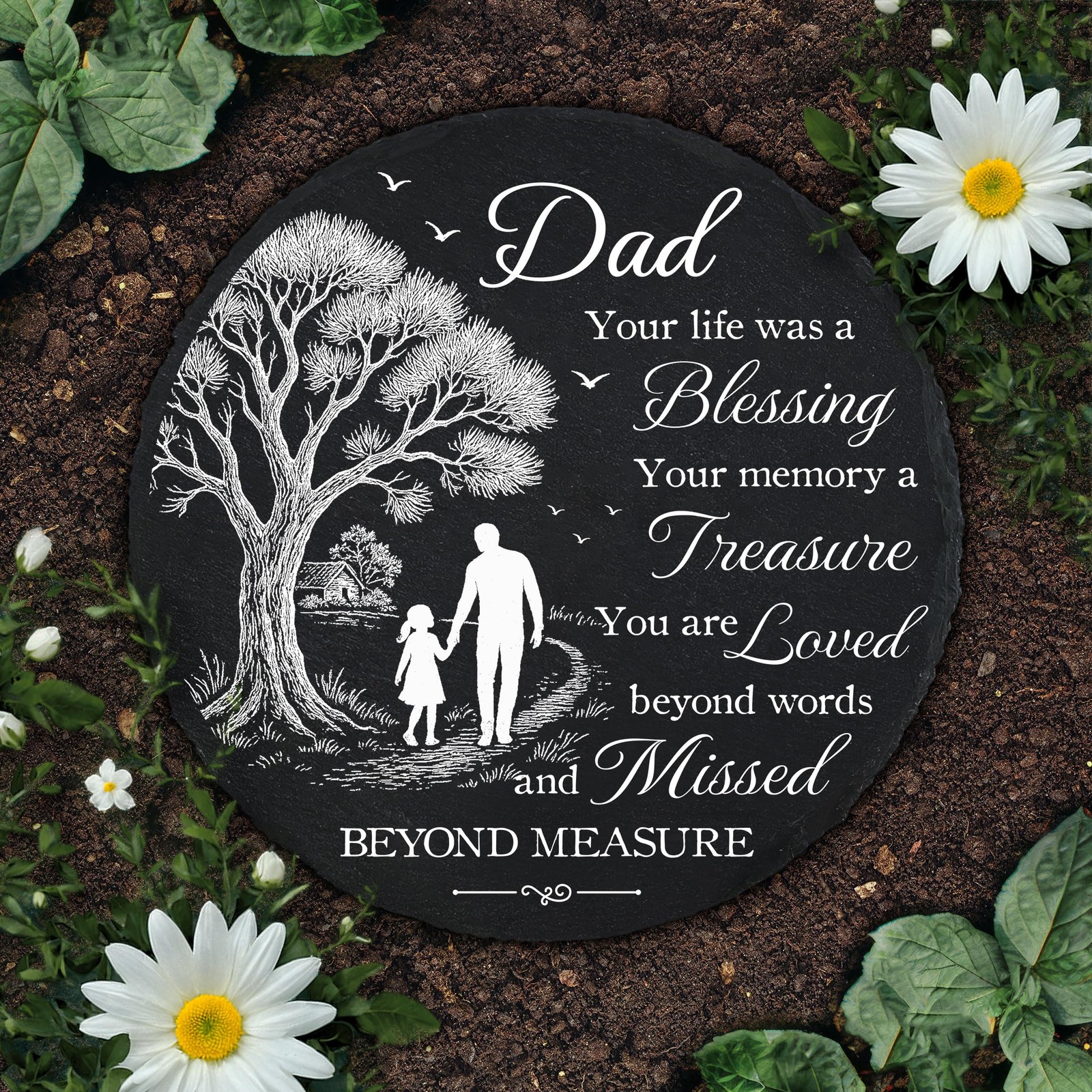 DIGIKAZZ Memorial Garden Stones for Dad, Memorial Gifts for Loss of Father, S…