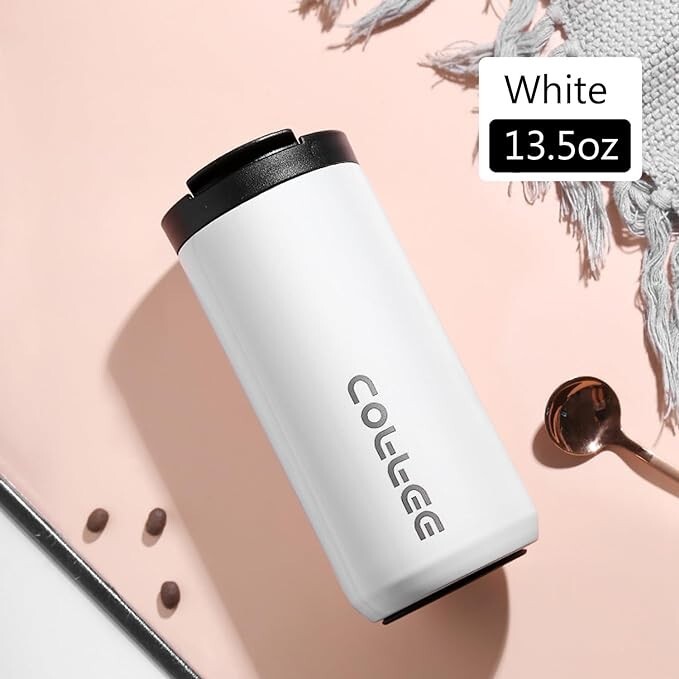 500ML Insulated Coffee Mug Cup Stainless Steel Flask NEW x 2 qty-White US Seller