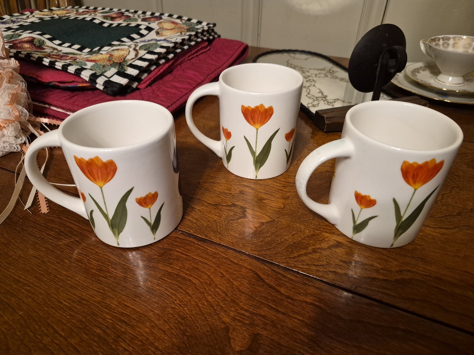 Set Of 3 Coffee Mug R.B Bernarda Mixed Flowers Floral Colorful Portugal