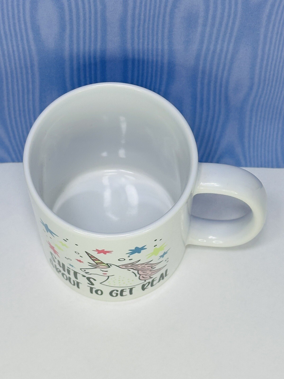 Unicorn Sh*t’s About To Get Real Coffee Mug Cup Funny Fun Office Humor Stoneware