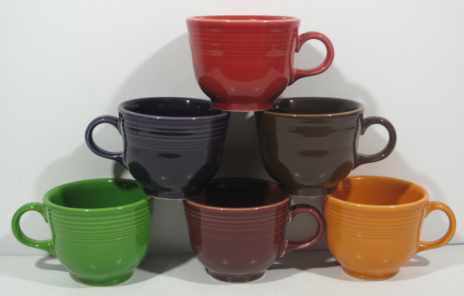 Lot of 6 FIESTAWare Coffee Cocoa Tea Cups Mugs Lead Free Multicolor Earth Colors