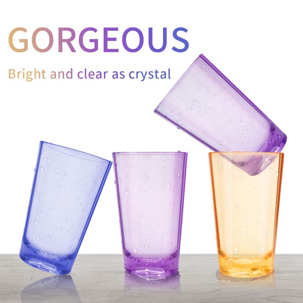 Unbreakable Drinking Glasses, 5 Oz Plastic Tumblers Cups Set of 6 in 3 Assort