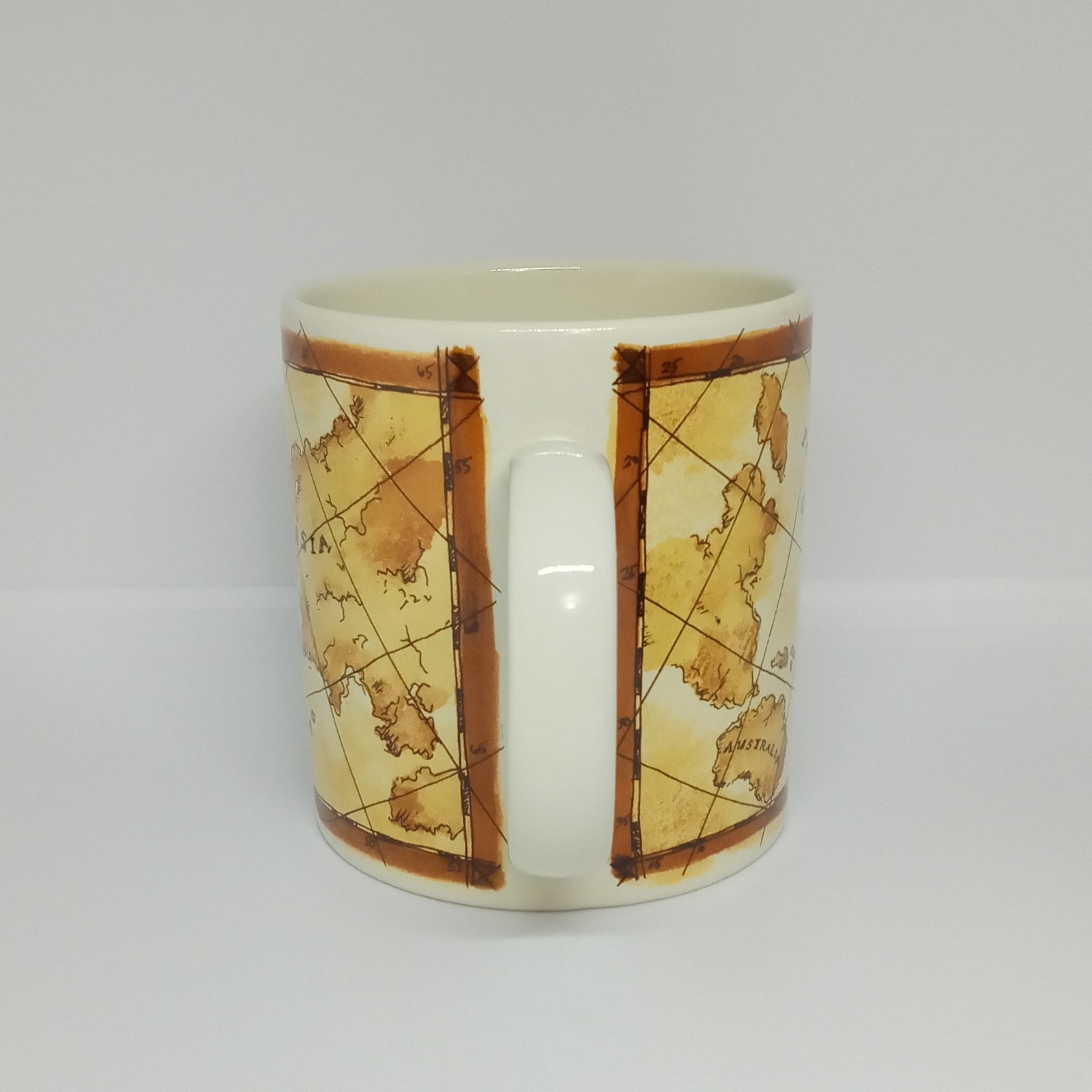Vintage Papel CONTINENTS Antique Atlas World Map Travel Ceramic Coffee Mug 12oz