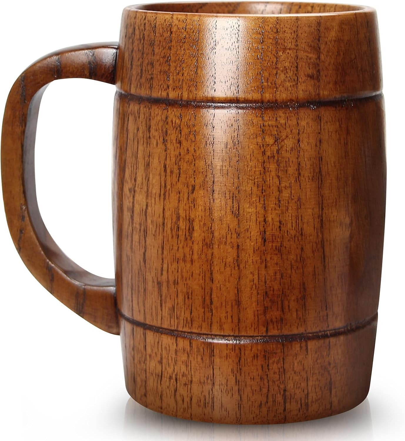 18 Oz Large Wooden Beer Mug Gift for Men Women Big Vintage Viking Cup Rustic