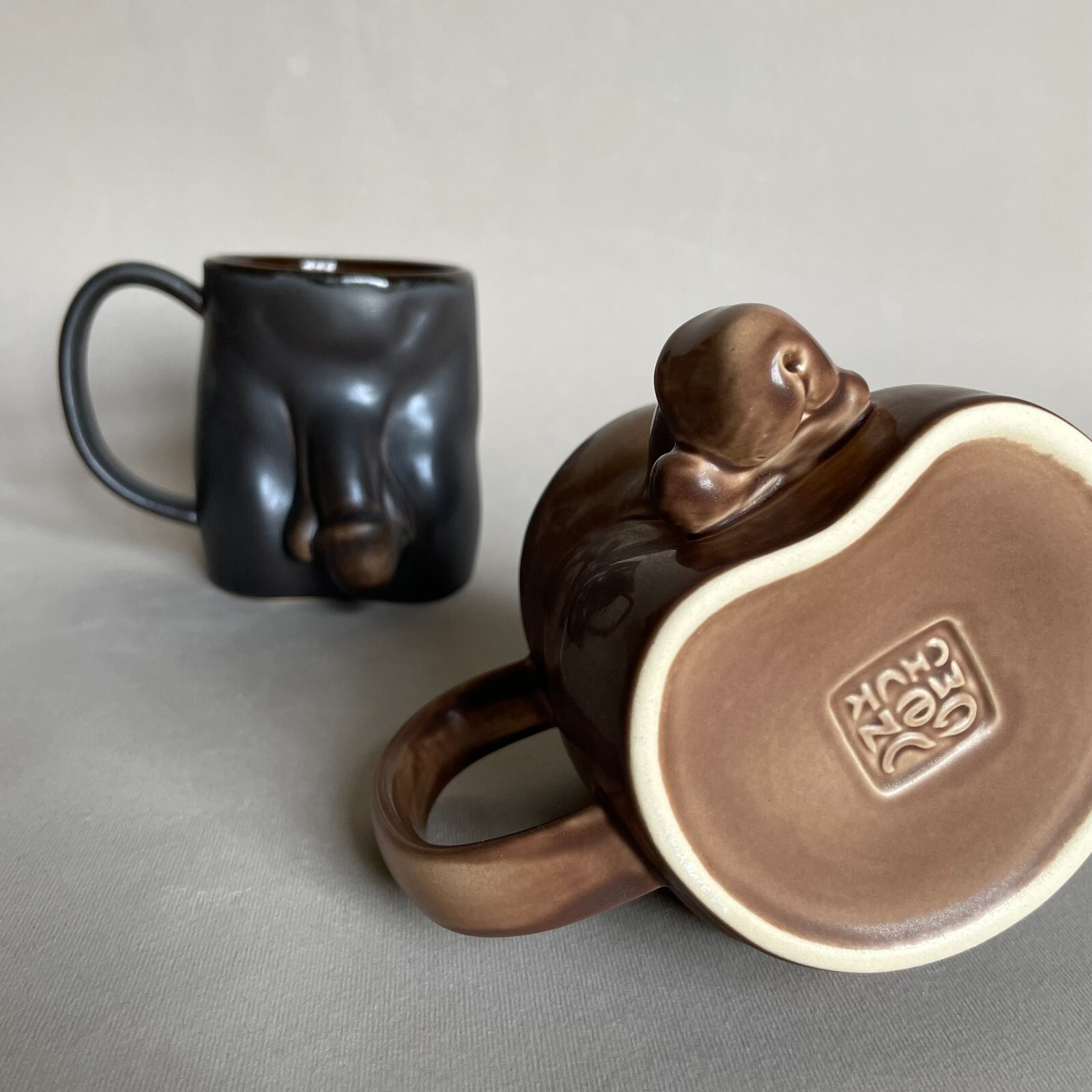 Penis Handmade Ceramic Coffee Tea Mugs – 400 ml. Strongman or Relaxman style