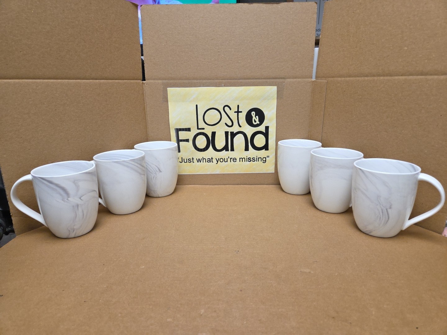 Artisanal Kitchen Supply COUPE MARBLE GRAY Set of 6 Coffee Mugs 16oz Retired