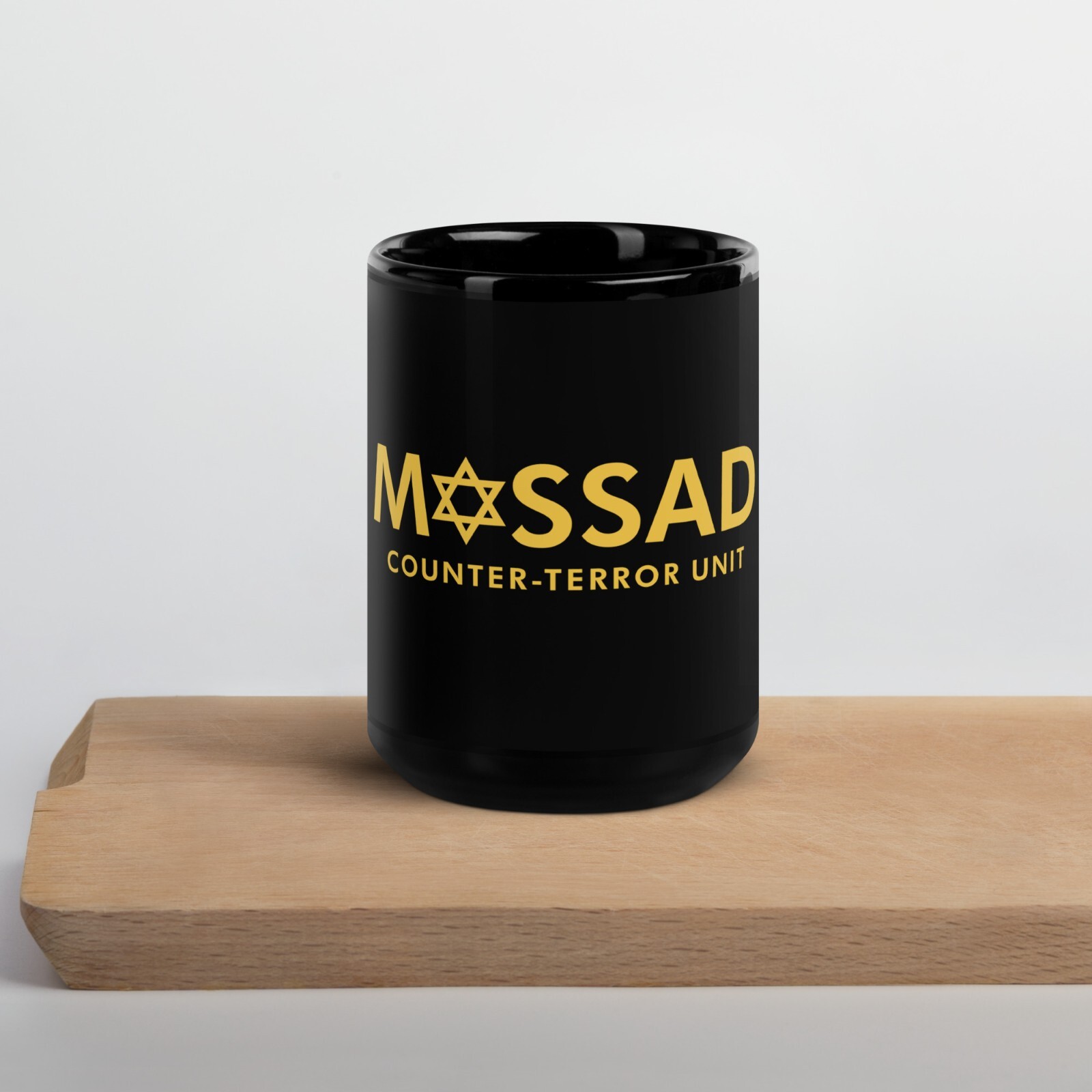 Mossad Counter Terror Unit Black Glossy Mug