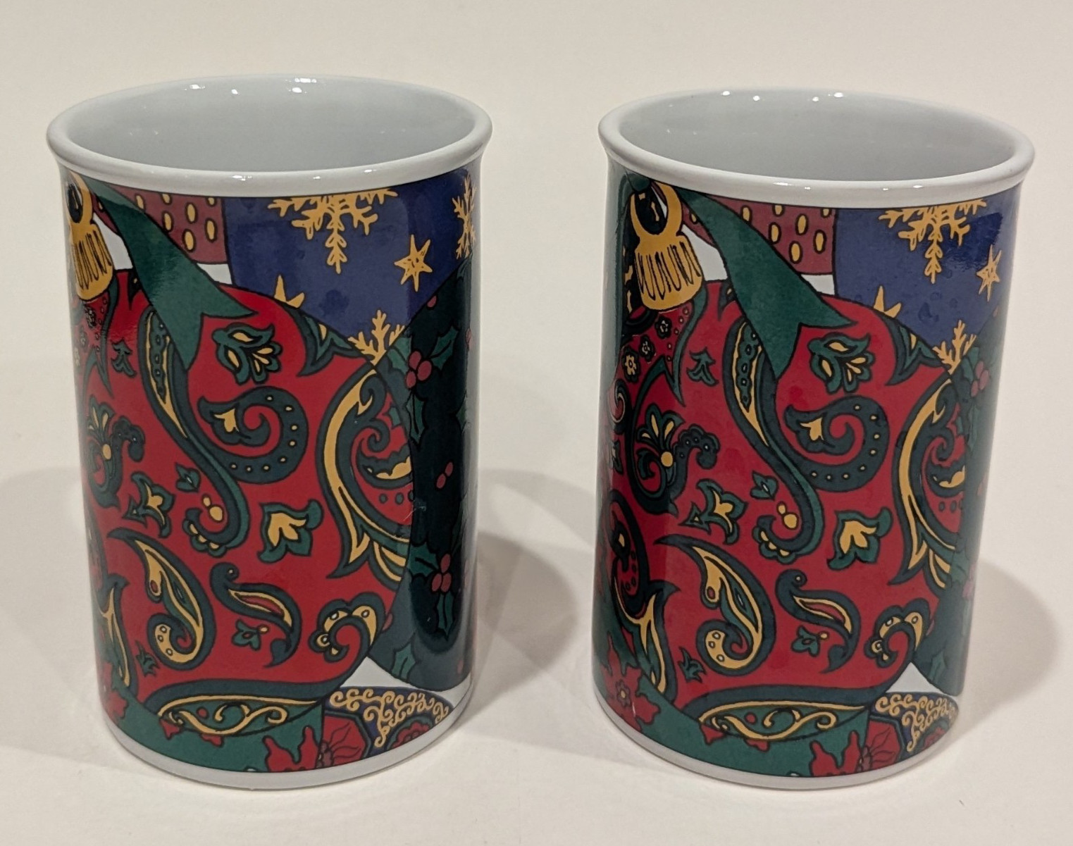 Fine Works Holiday Elegance Christmas Coffee Cup Mug Limited Edition Set/2
