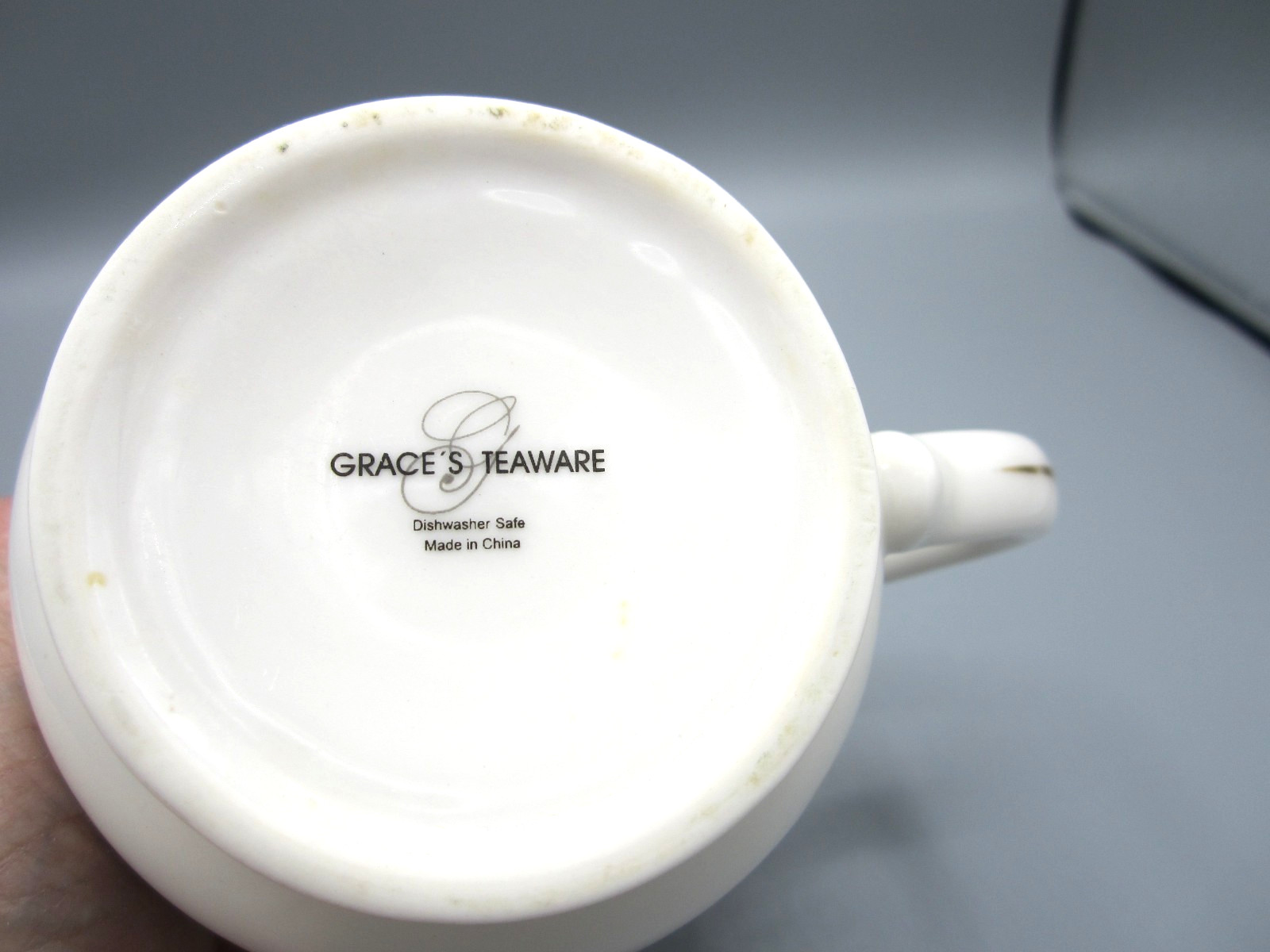 Grace Teaware White Dark Blue Birds Fine Porcelain Tea Coffee Mug 14 oz. (544)