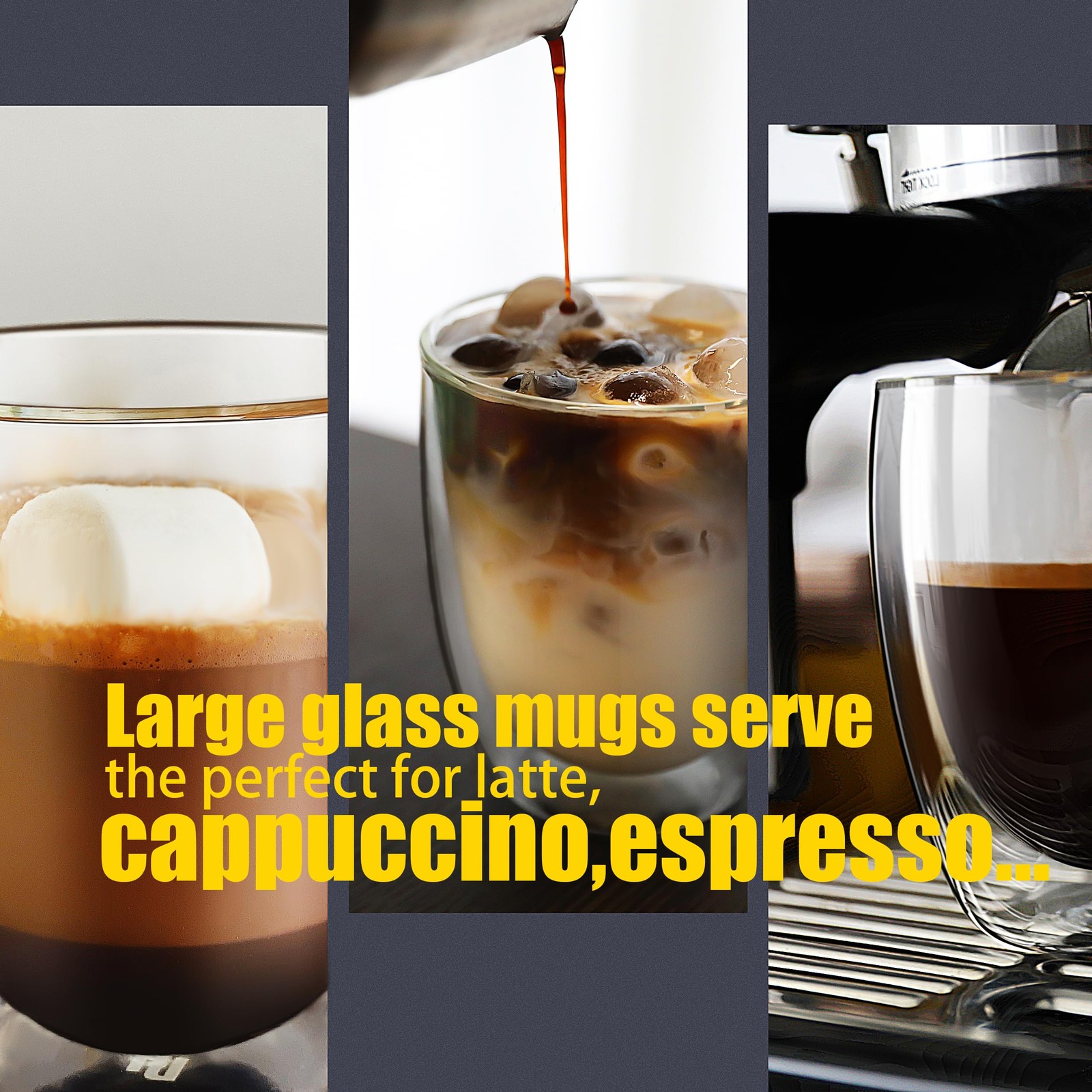 17OZ. 500ml Clear Coffee Mugs, Glass for Coffee, Double Wall Insulated Glass …