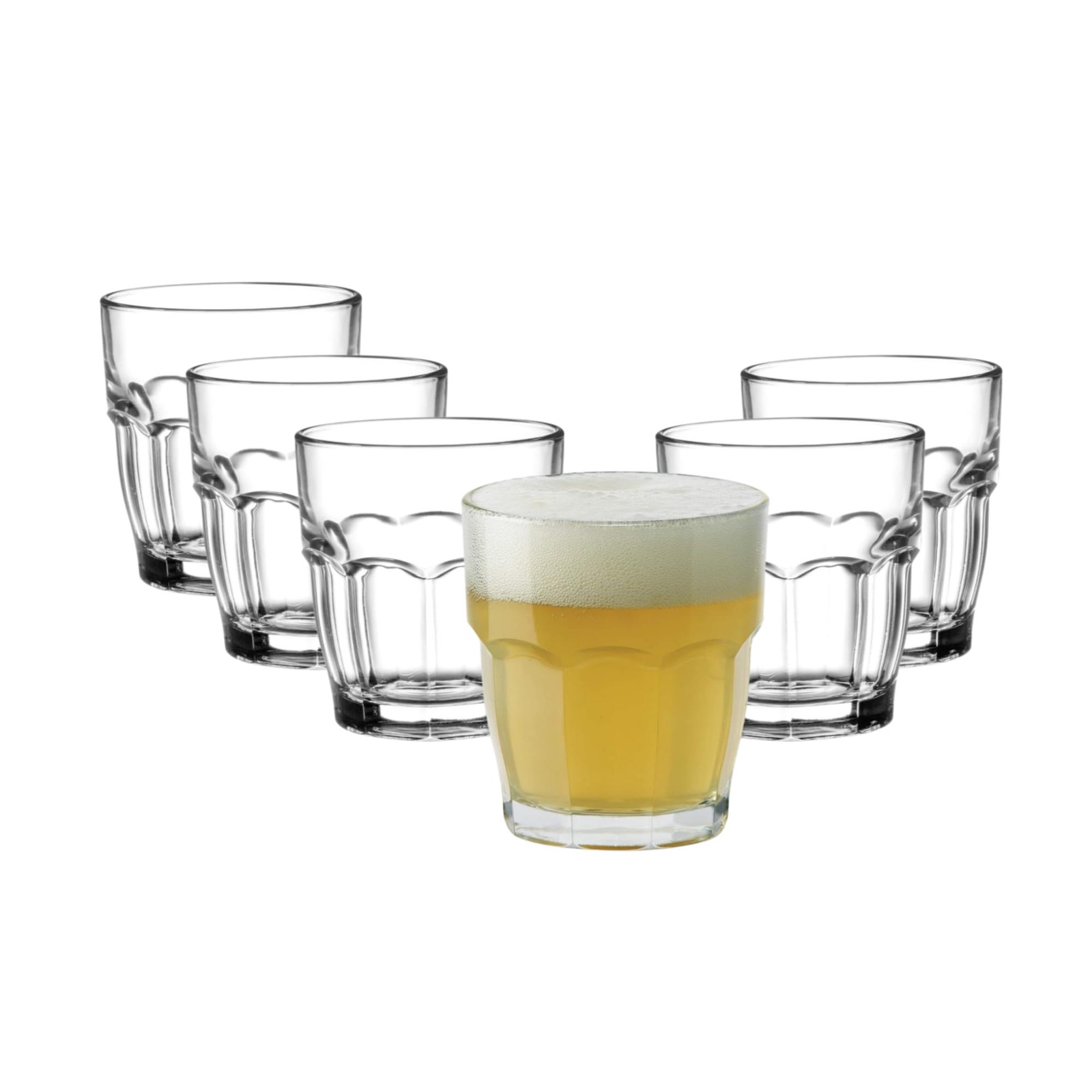 Bormioli Rocco Rock Bar Stackable Juice Glasses – Set Of 6 Dishwasher Safe Drink