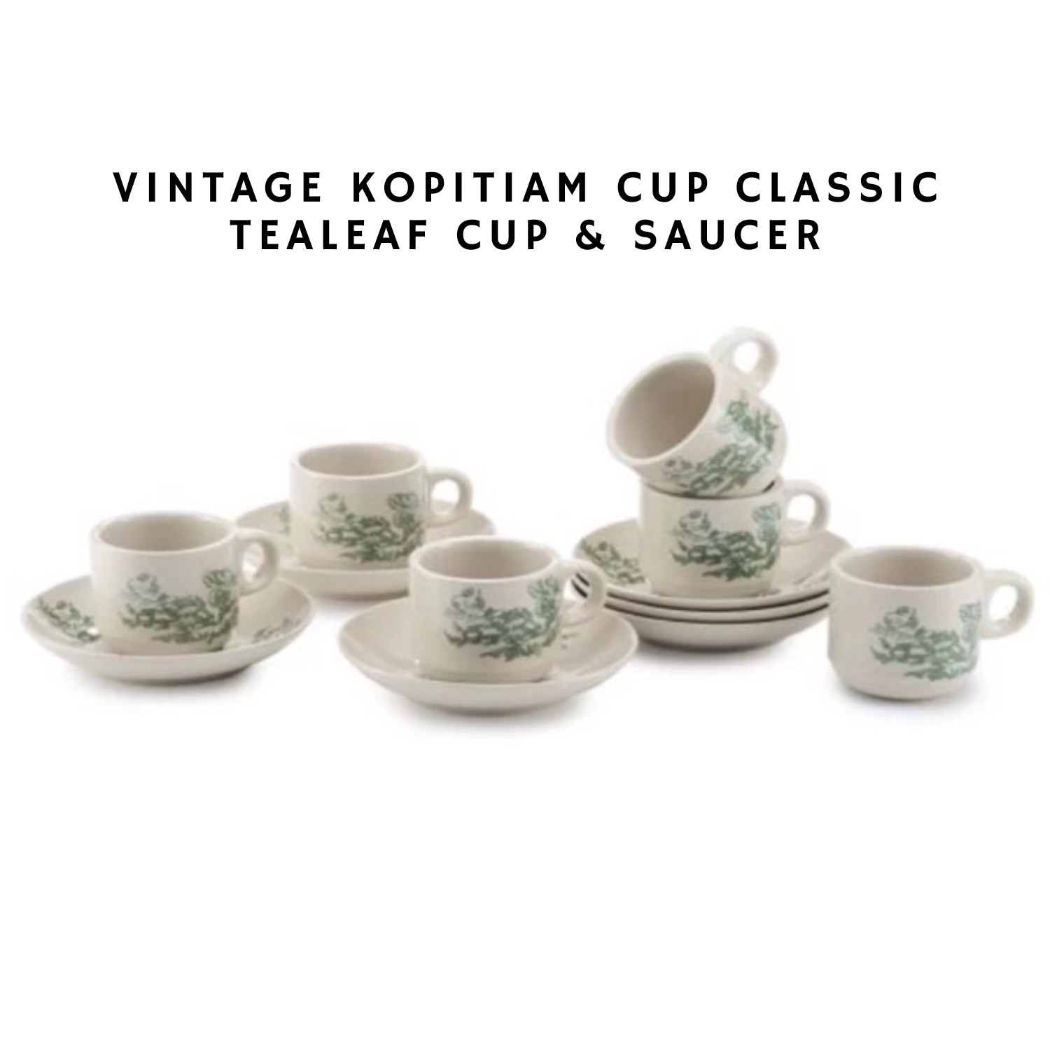 Vintage Flower 6 Cups & Saucers Classic Traditional Kopitiam Coffee