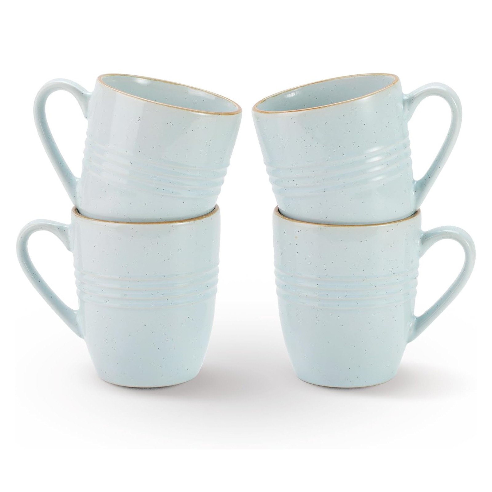 Famiware Jupiter 13oz Coffee Mugs Set of 4, Microwave Dishwasher Safe Light Blue