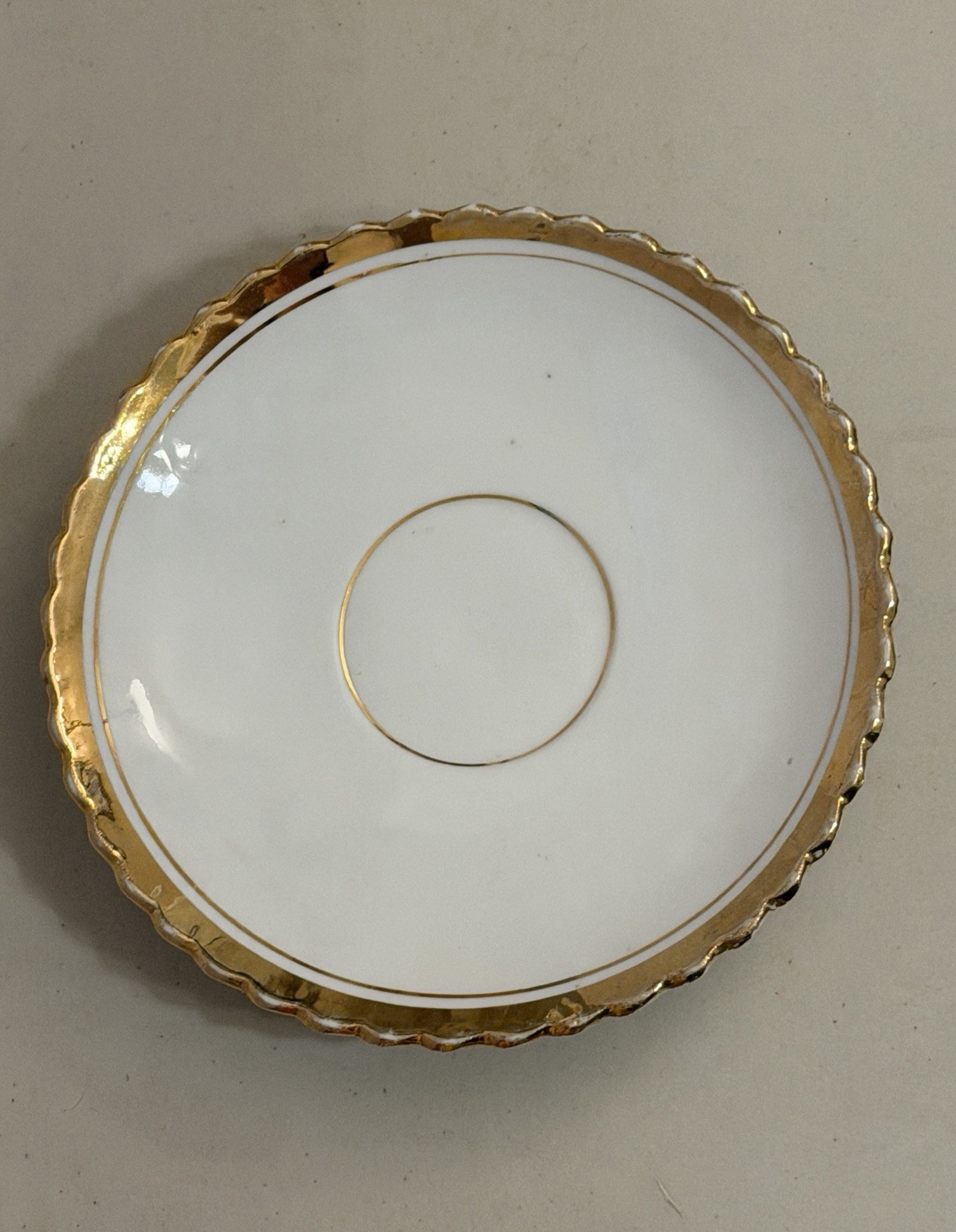 ANTIQUE ART DECO GERMAN 3D COFFEE TEA CUP & SAUCER GOLD FLORAL FLOWERS & LEAVES